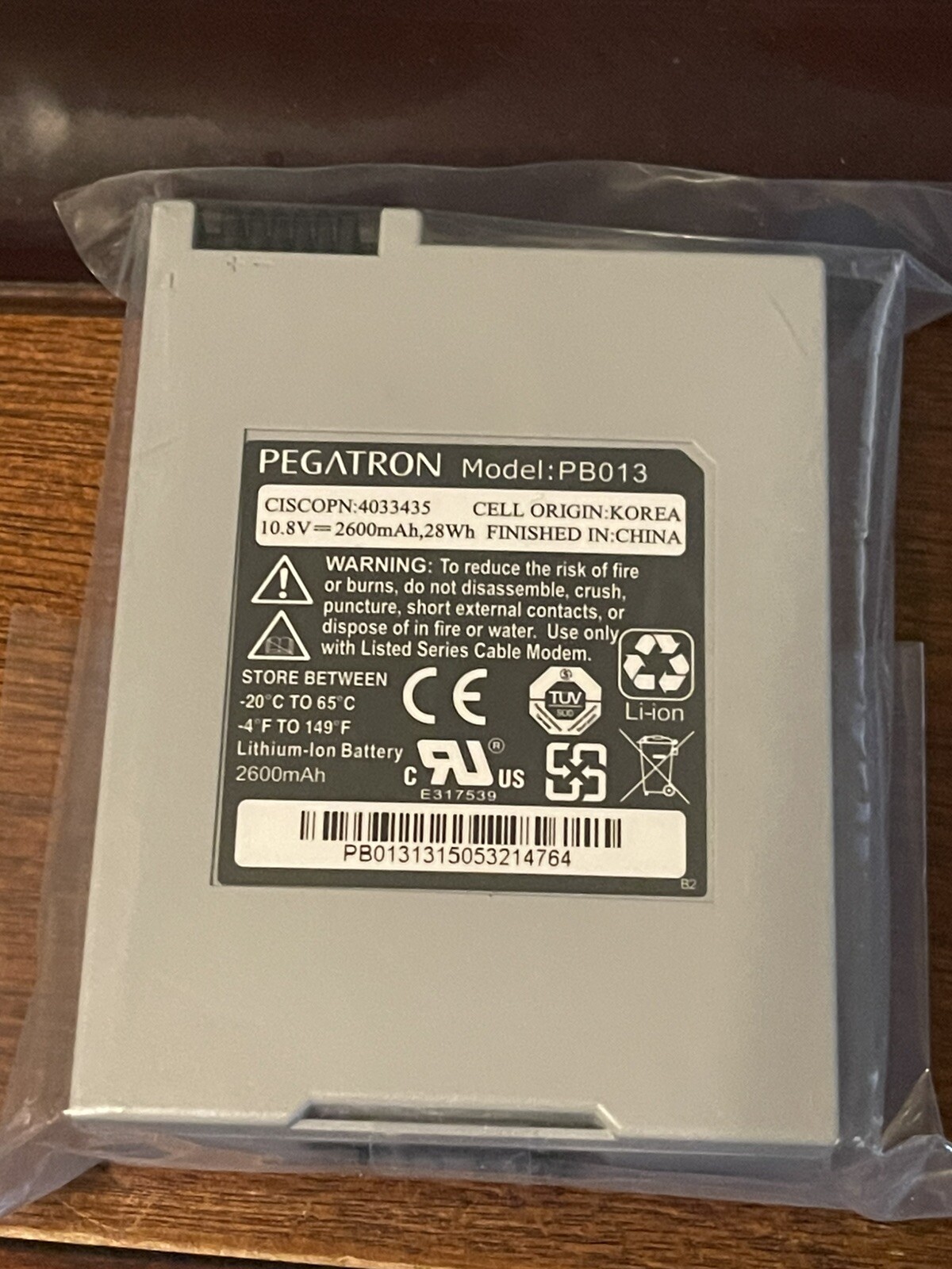 NEW PEGATRON PB013 modem Lithium Ion Battery for Cisco DPQ3212 10.8V
