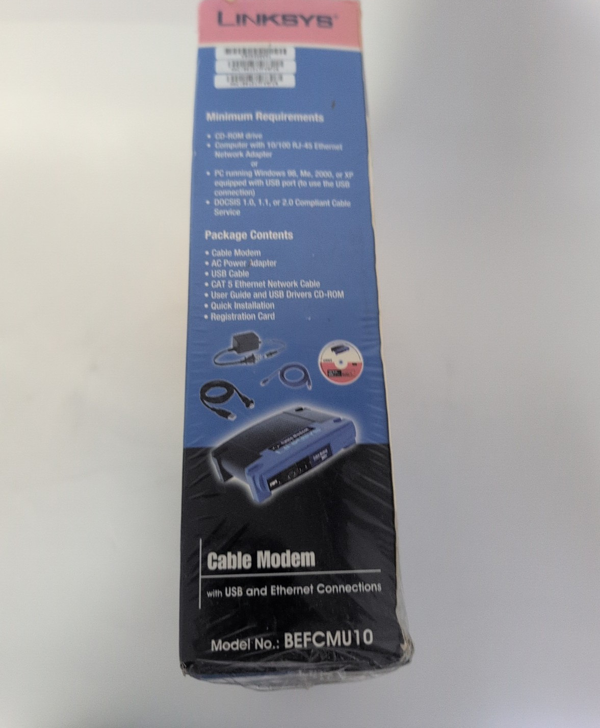 CISCO LINKSYS CABLE MODEM WITH USB AND ETHERNET CONNECTIONS BEFCMU10