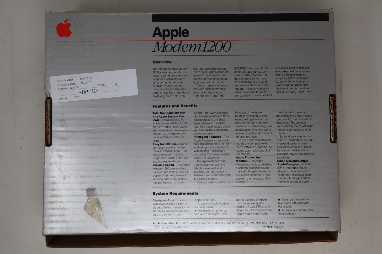 Apple Modem 1200 New in Box