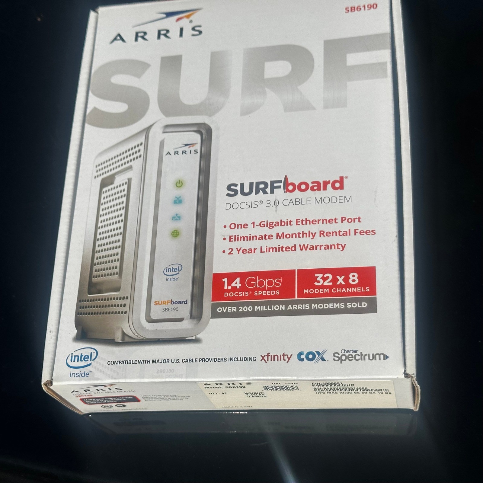Arris SURFboard SB6190 DOCSIS 3.0 Cable Modem 1.4 Gbps White SB6190-RB