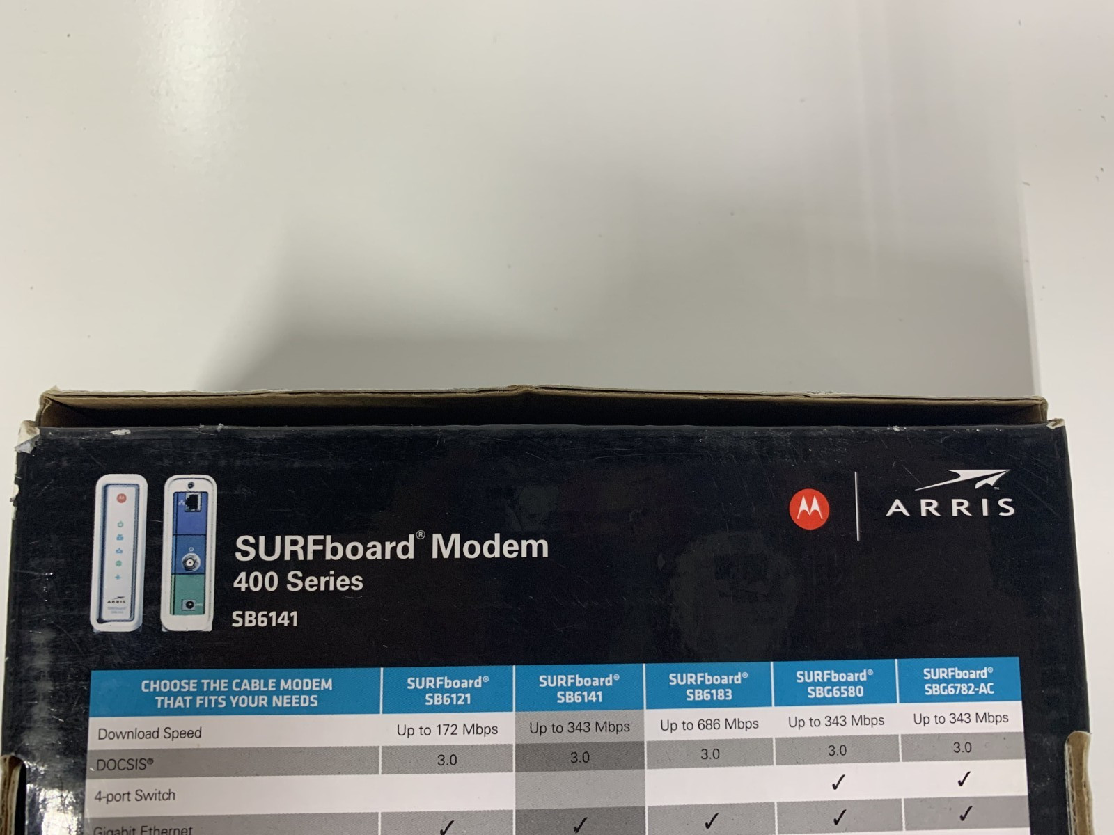 **Motorola Arris SURFBoard Wi-Fi Modem 400 Series Model: SB6141 (NEW Open Box)