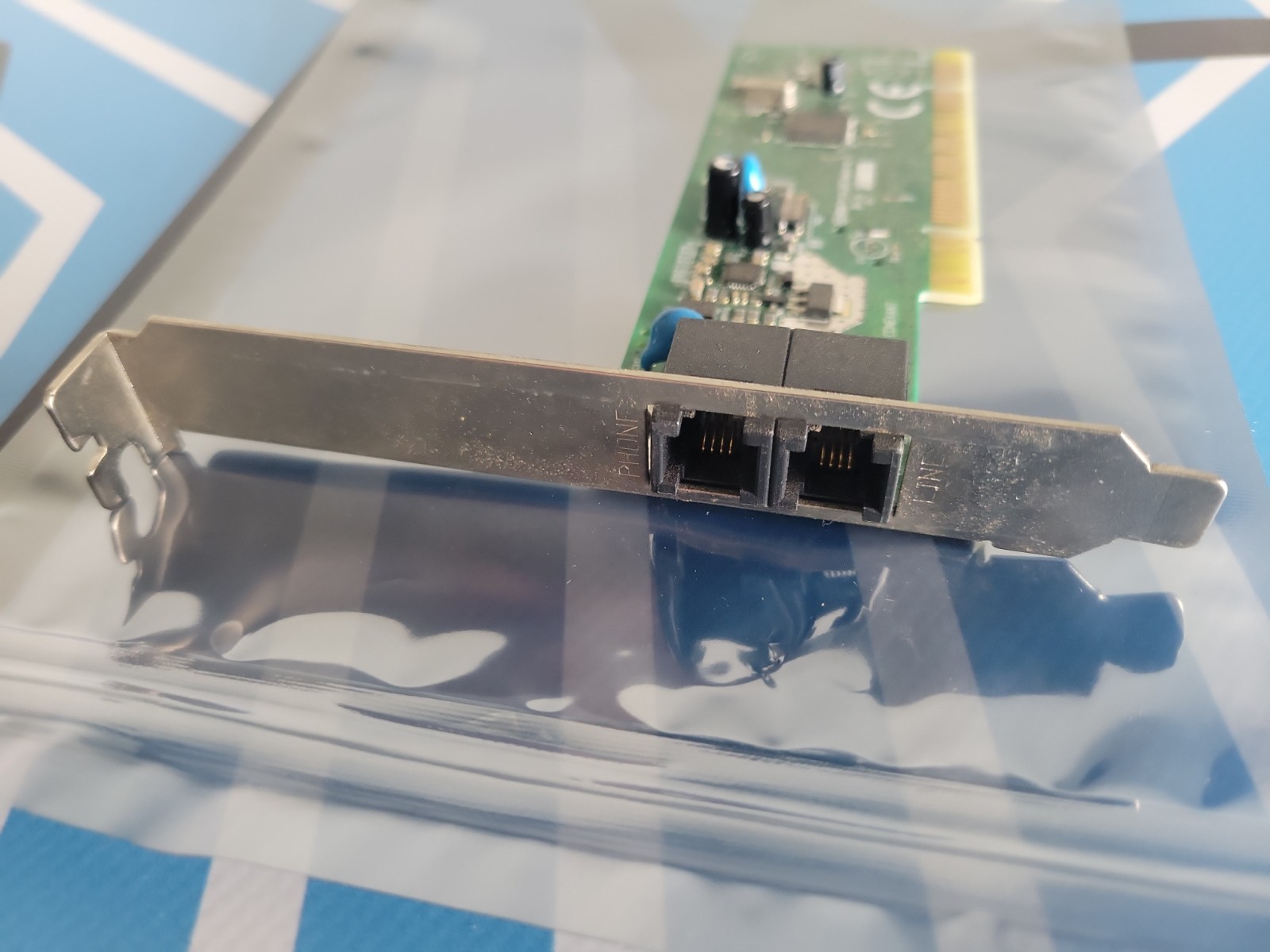 Vntg 2005 Conexant RD01-D850 PCI v92 56K Modem Fax RJ11 Phone Full Profile Card