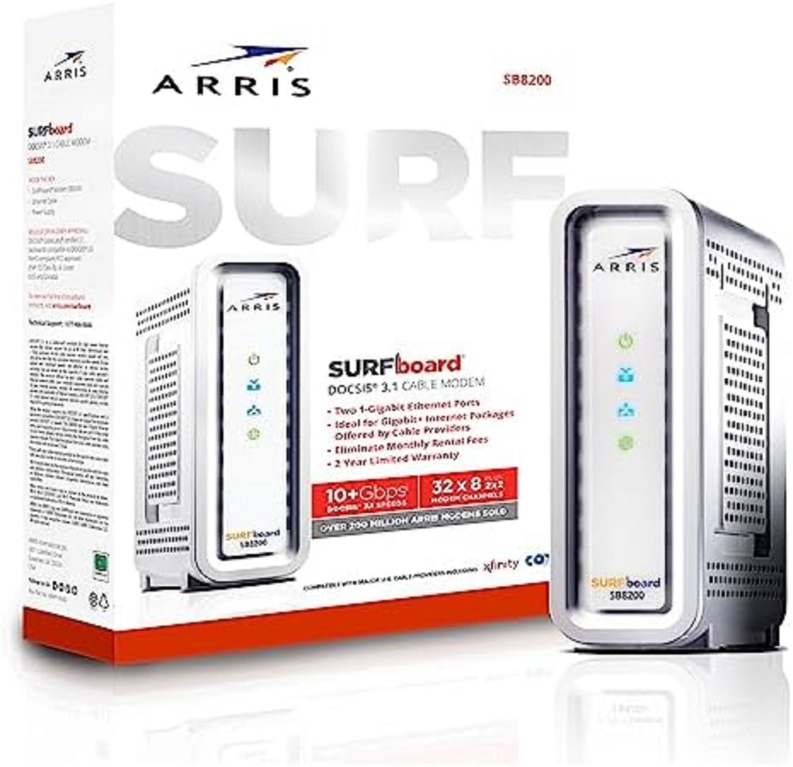 ARRIS SB8200-RB Cable Modem DOCSIS 3.1 32×8 Gigabit 1.4Gbps Fast Approved Speed