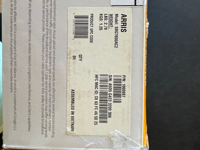 ARRIS SBG7600AC2 – Cable Modem Router – DOCSIS 3.0 & AC2350 Comcast, Xfinity Cox