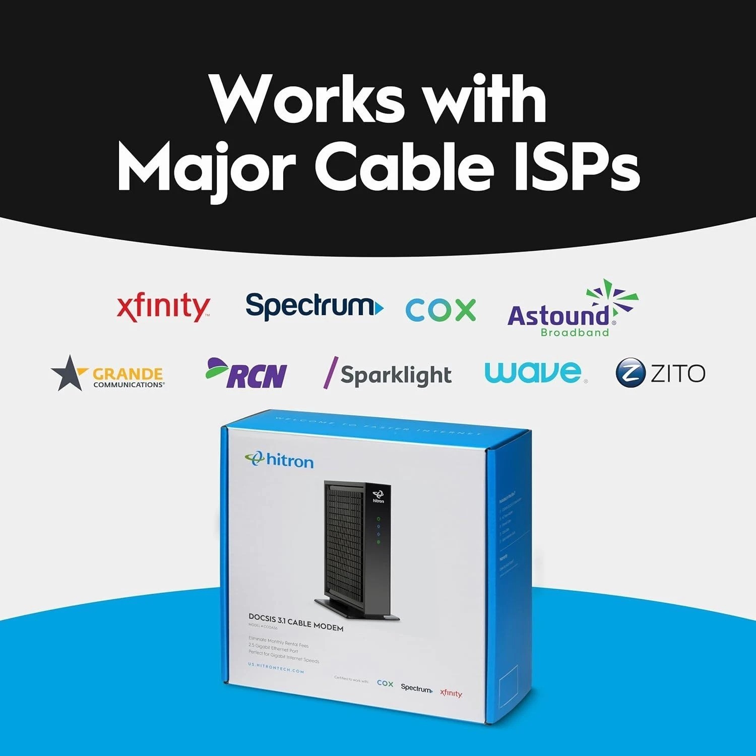 CODA56 Cable Internet Modem – Blazing 2.5 Gbps, Ethernet, Not for DSL/Fiber