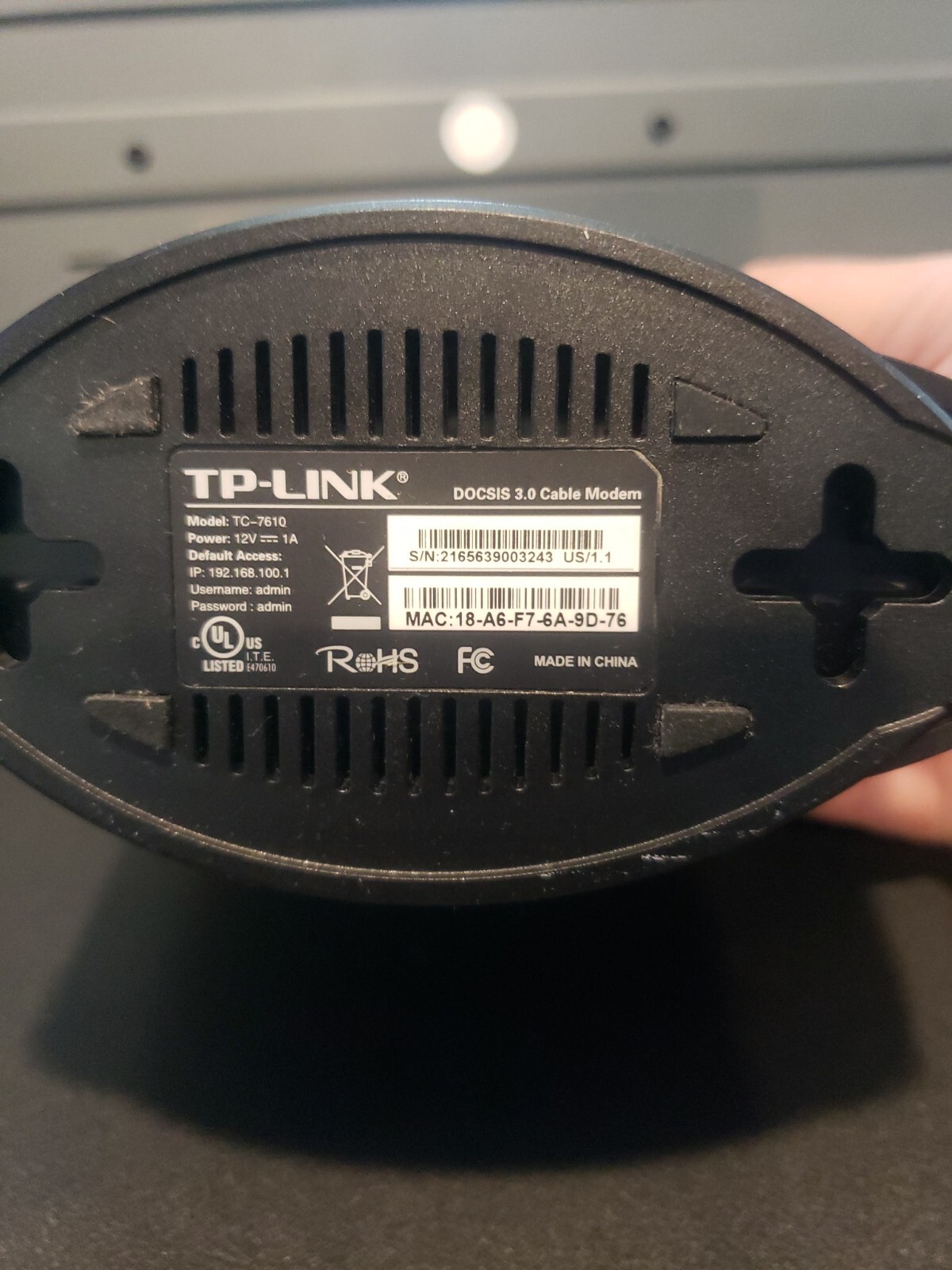 TP-LINK TC-7610 DOCSIS 3.0 Cable Modem