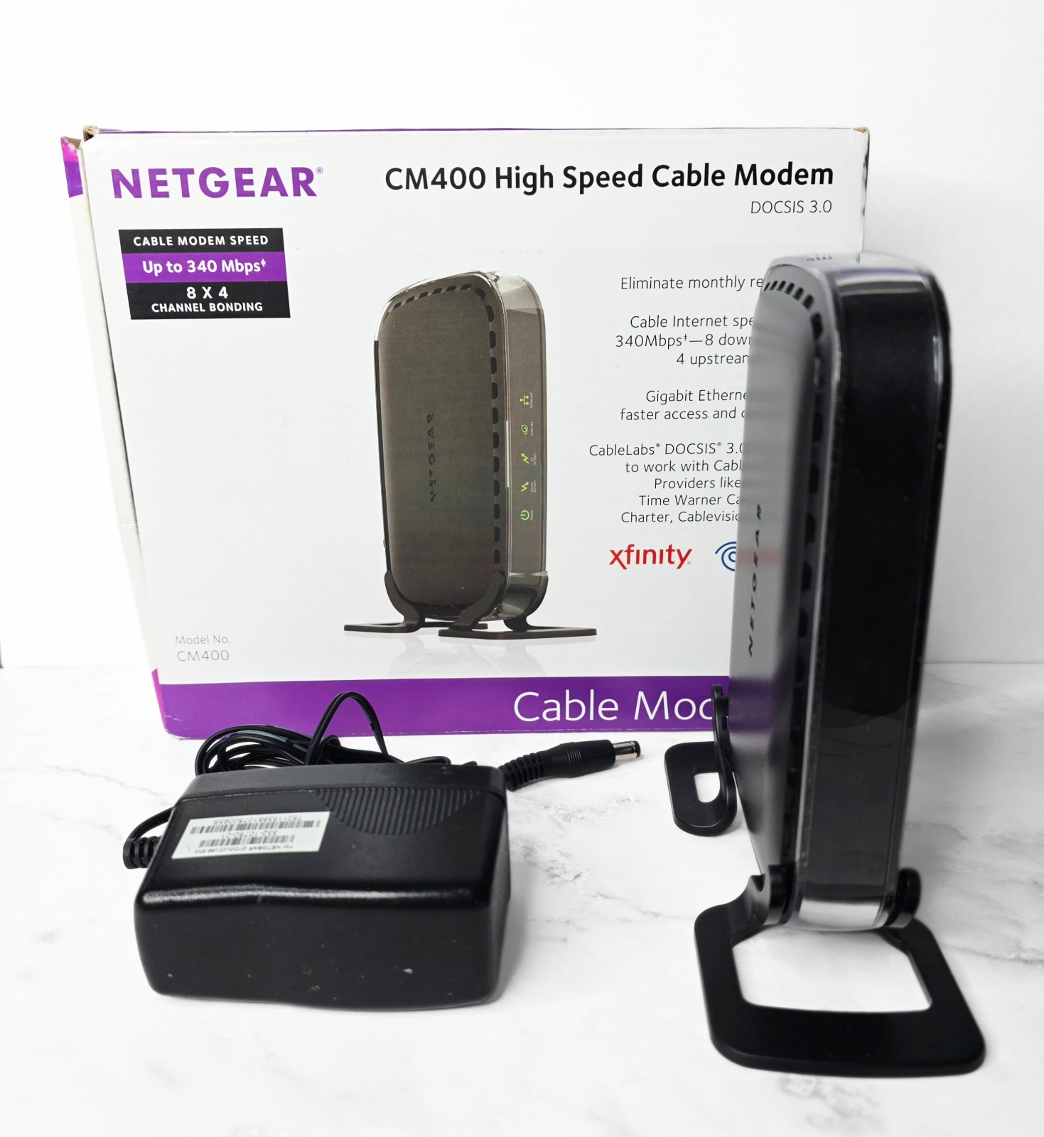 NETGEAR CM400 High Speed Cable Modem with Power Adapter in Box FREE SHIPPING