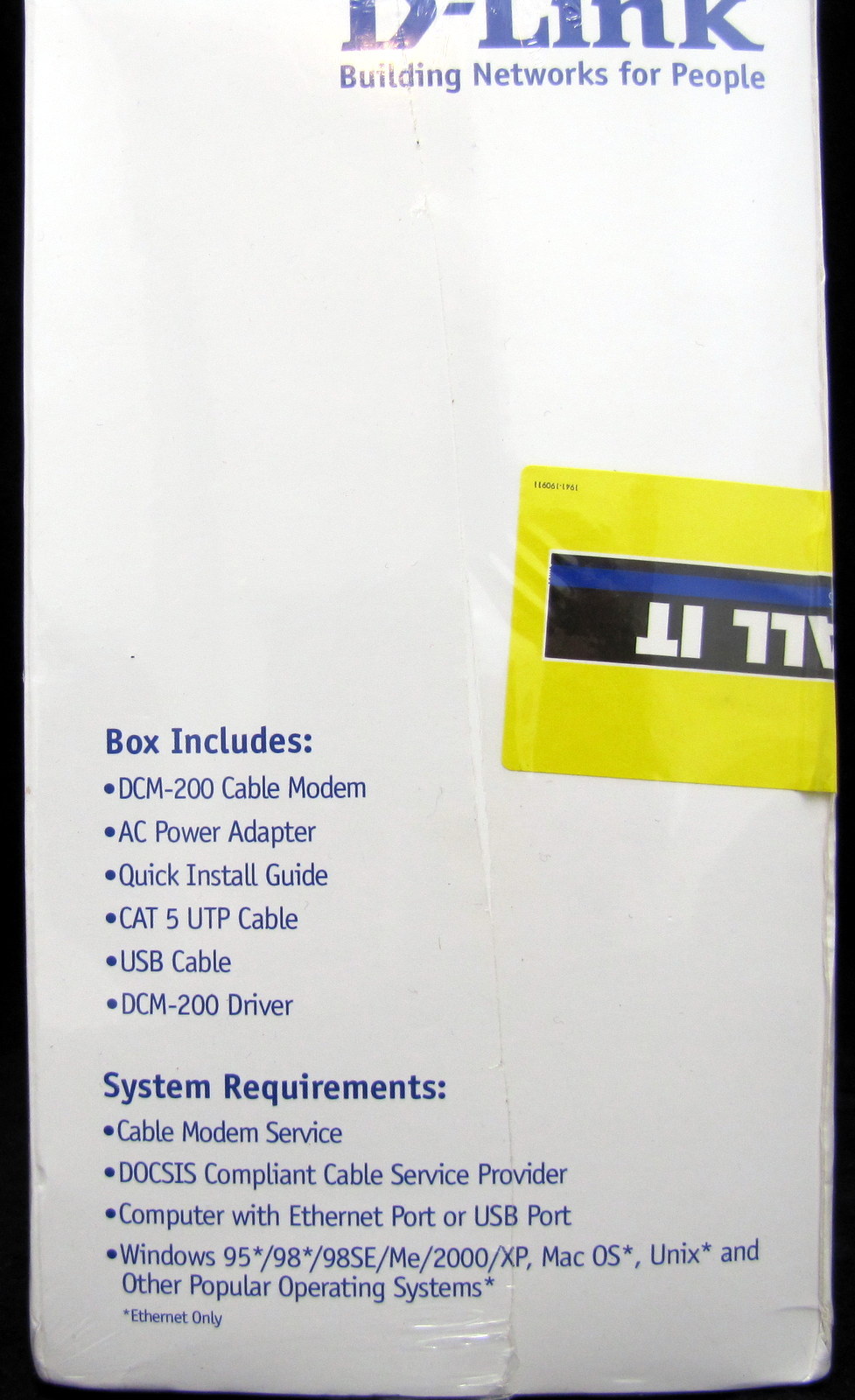D-Link High Speed Cable Modem DCM-200 DLink D Link Ethernet and USB Connectivity