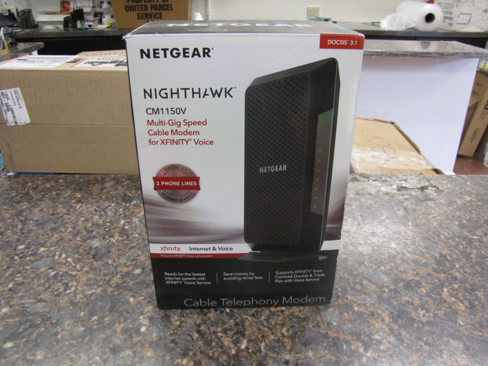 NETGEAR CM1150V Nighthawk Multi-Gig Speed Cable Modem for XFINITY Voice – New